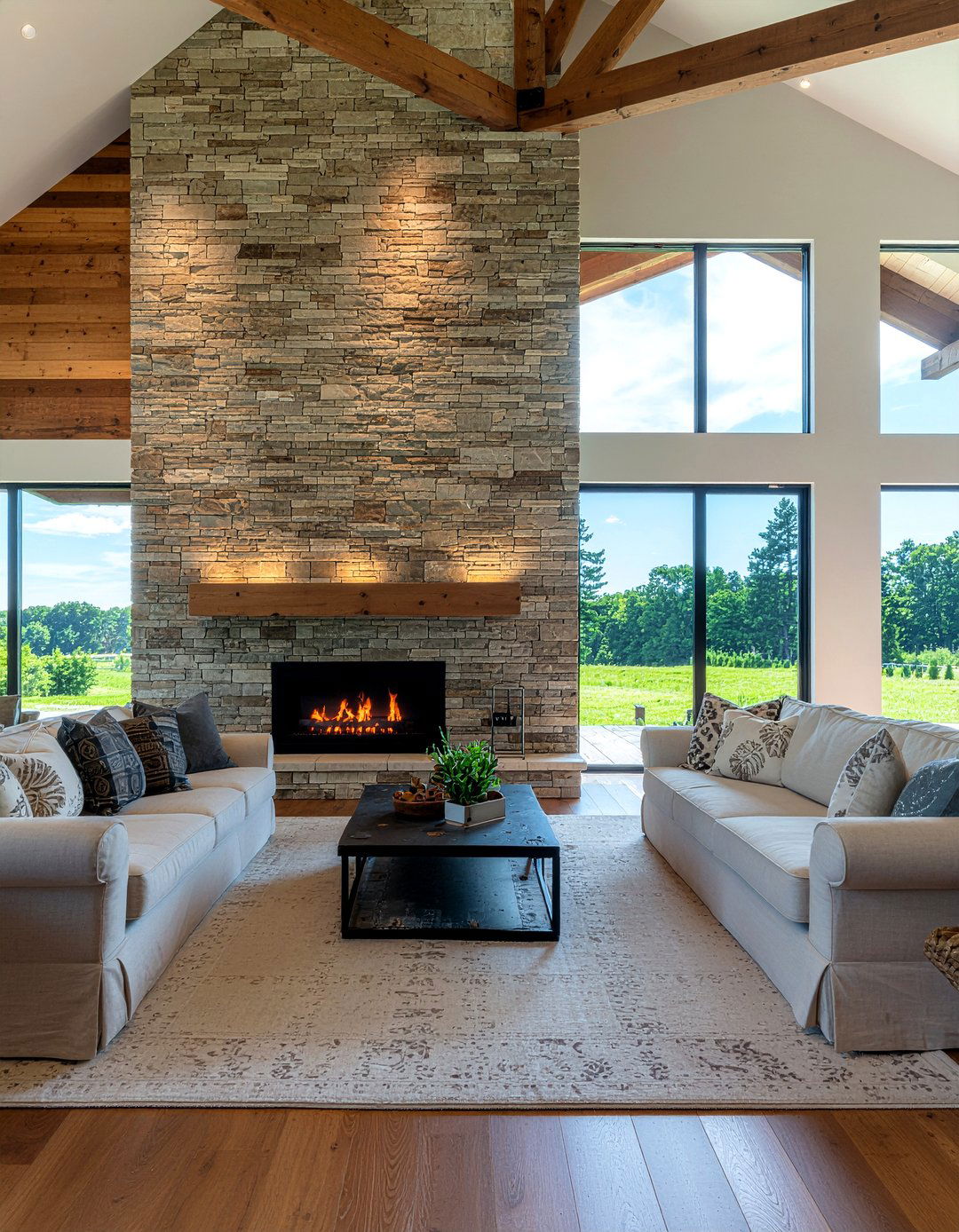 Ashton Kutcher barn living room - 30 celebrity living room ideas