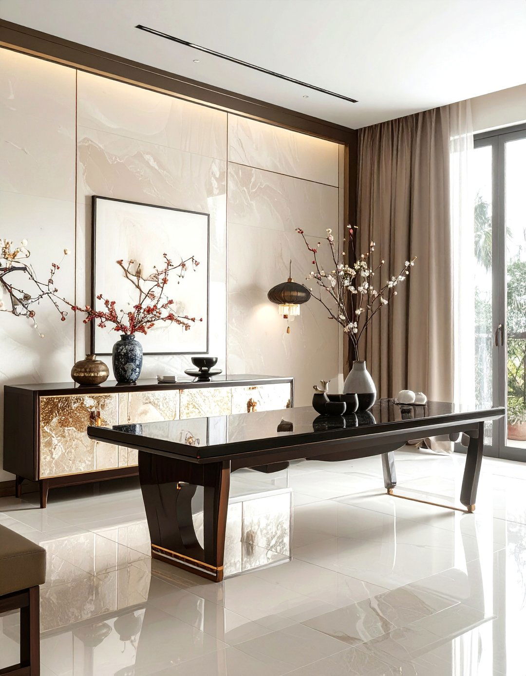 Asian Inlay Buffet - 30 antique buffet dining room ideas