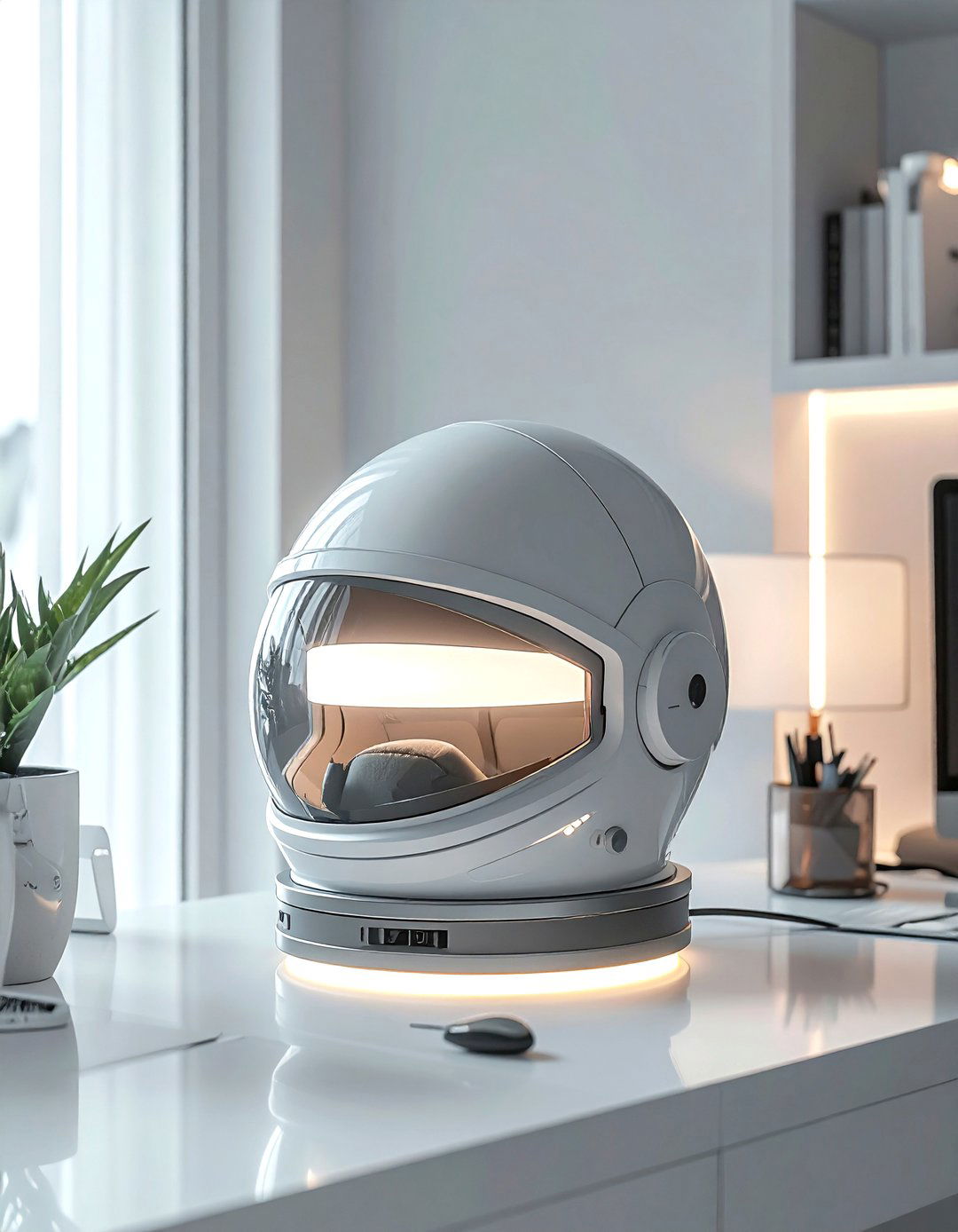 Astronaut helmet lamp - 30 planet bedroom ideas