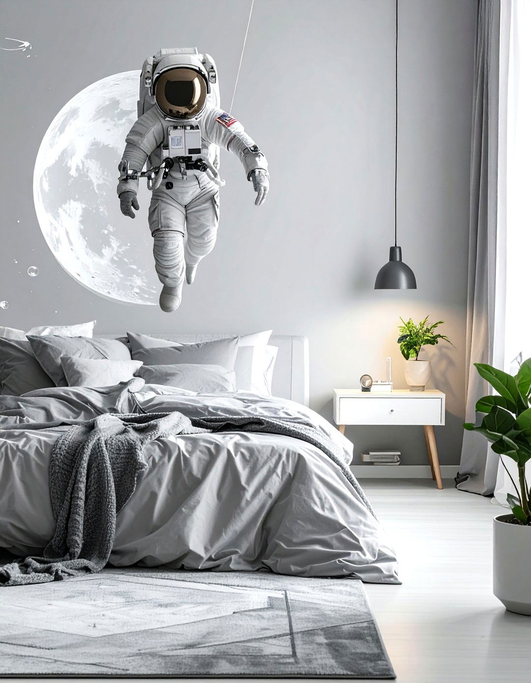 Astronaut wall decal - 30 planet bedroom ideas