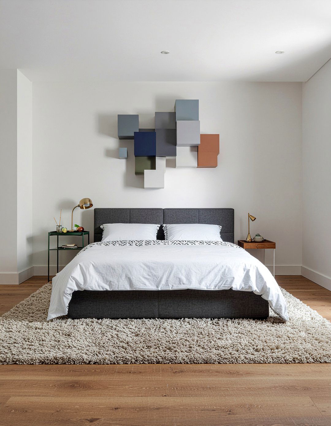 Asymmetrical Cube Arrangement - 30 bedroom storage cubes