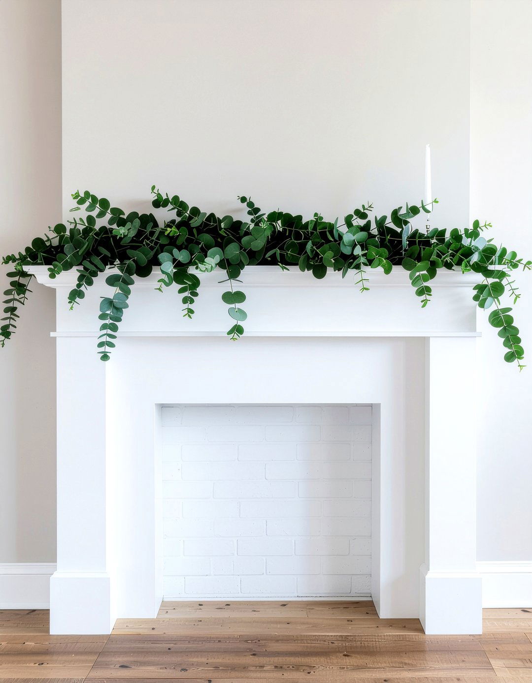 Asymmetrical Greenery Garland - 30 everyday mantel ideas