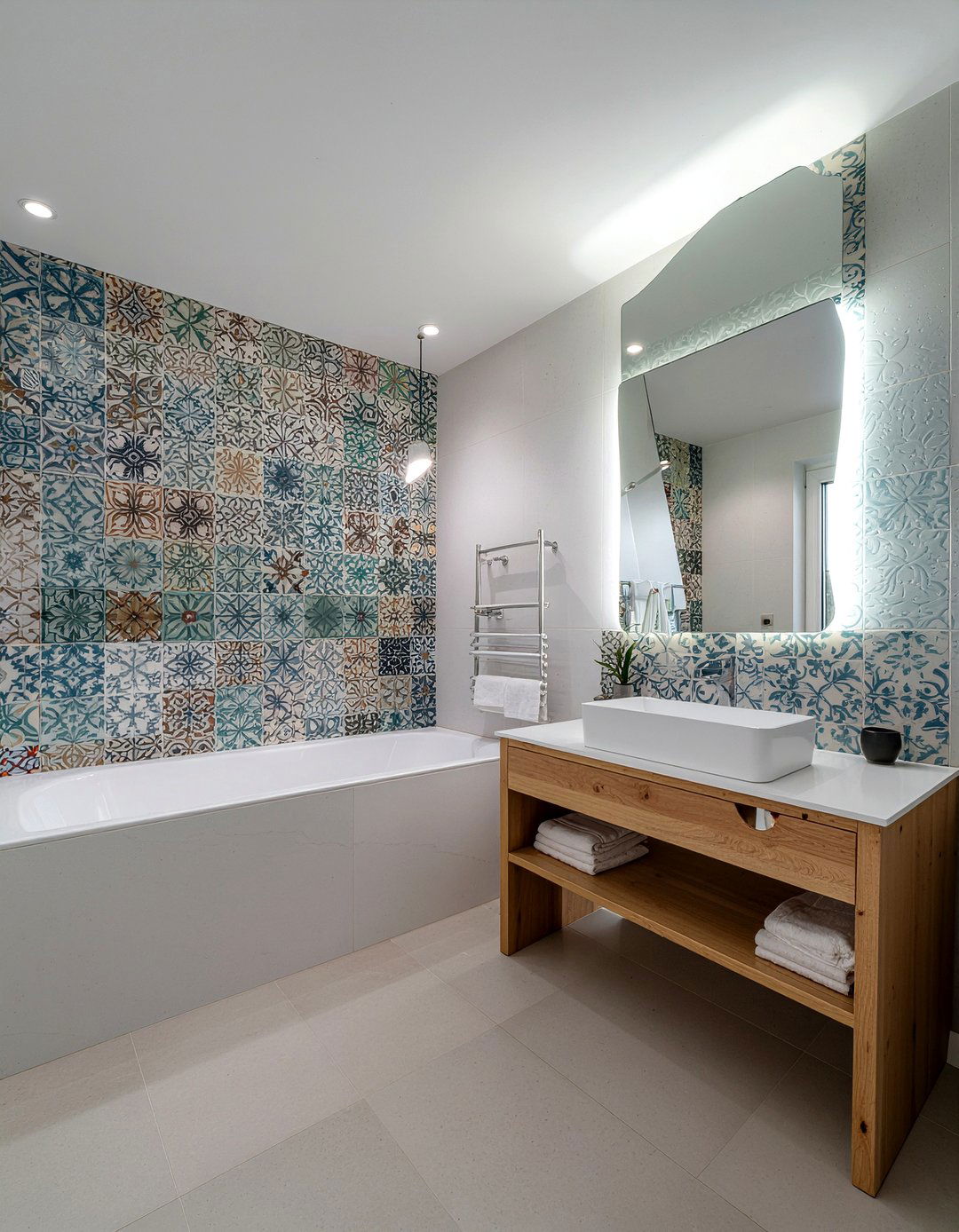 Asymmetrical Mirror - 30 bathroom mirror accent ideas