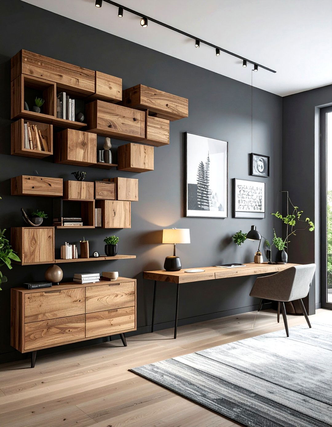 Asymmetrical Wall Shelf - 30 office bookshelf ideas