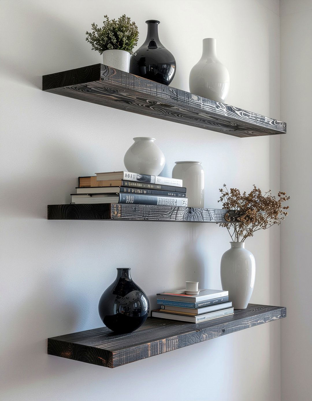 Asymmetrical Wall Shelves - 30 bedroom wall shelving ideas