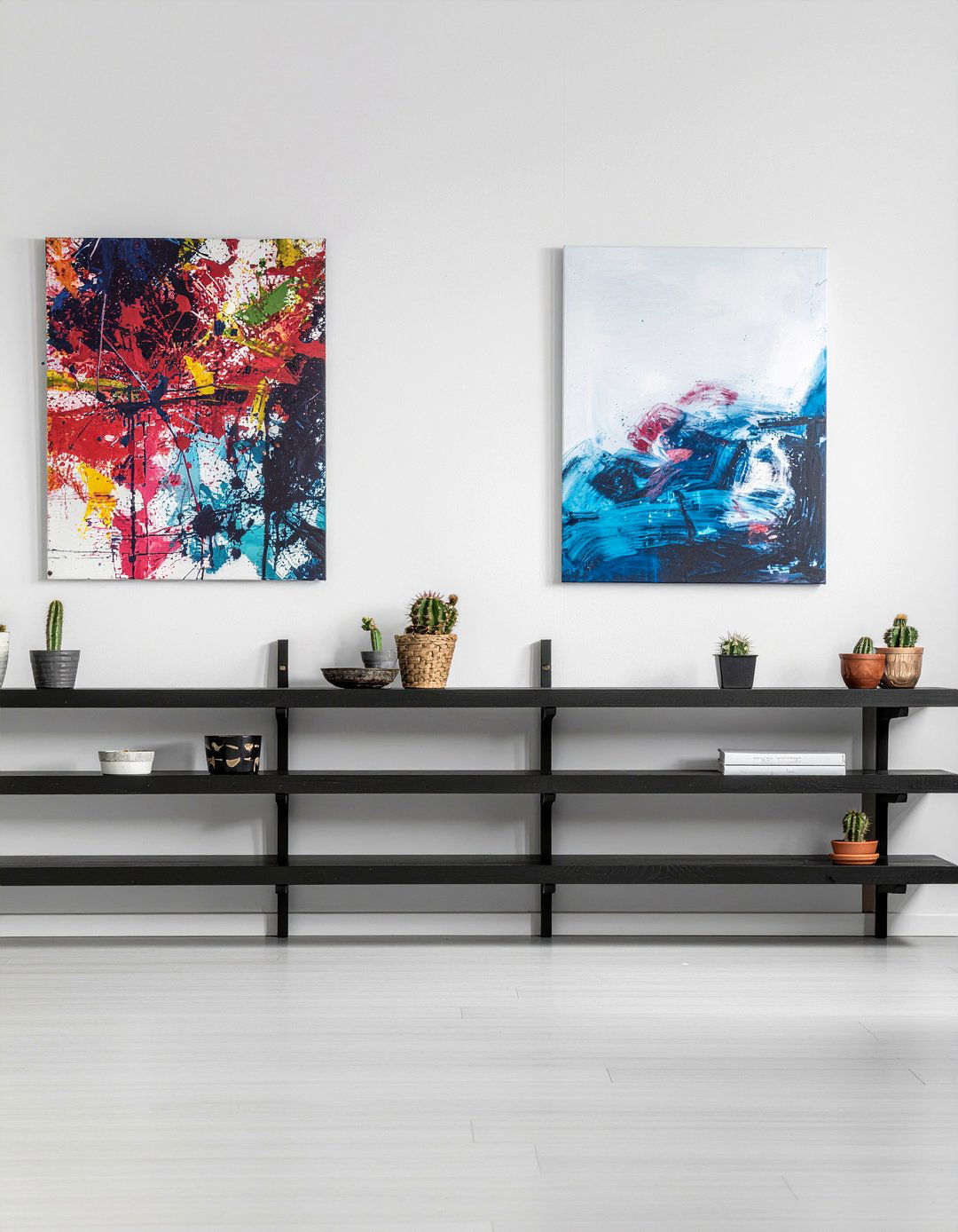 Asymmetrical floating shelves - 30 living room floating shelves