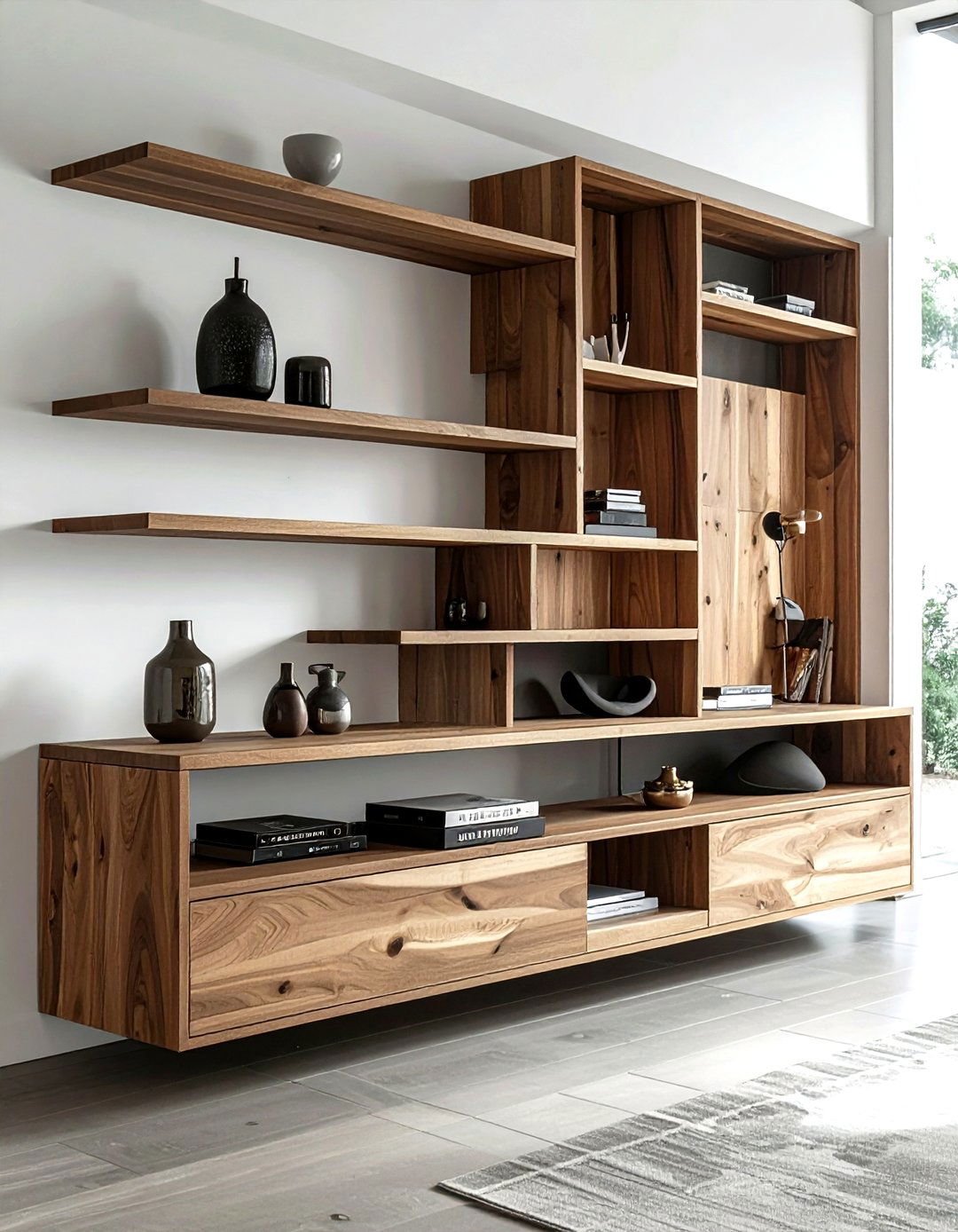 Asymmetrical media console - 30 living room media cabinet ideas