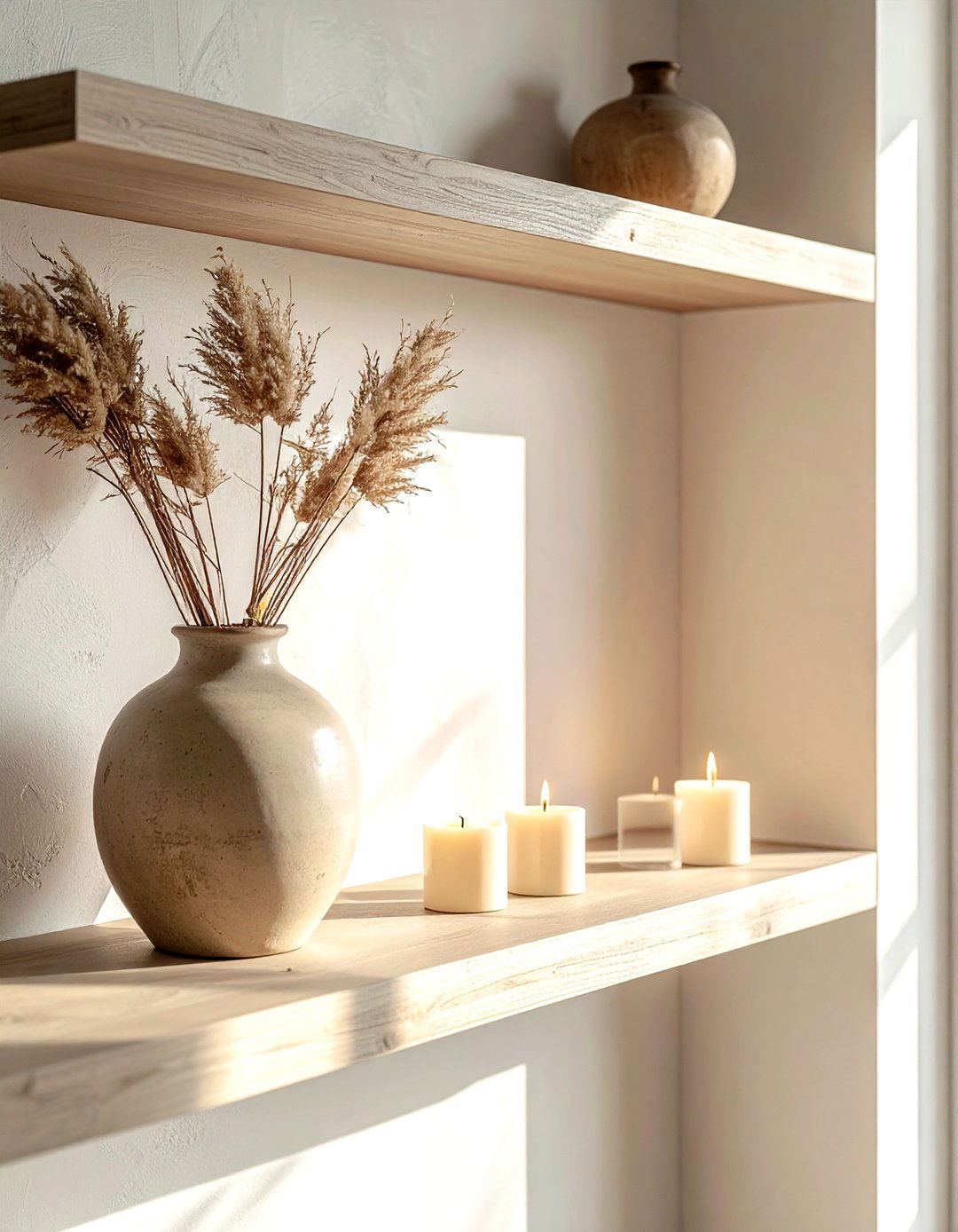 Asymmetrical shelf arrangement - 30 shelf vignette ideas