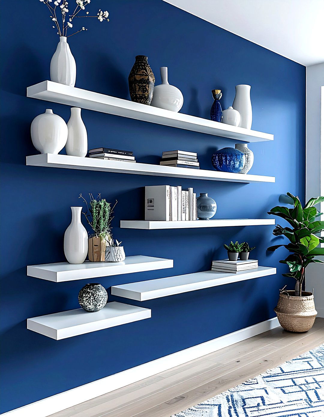 Asymmetrical shelving - 30 living room wall storage ideas