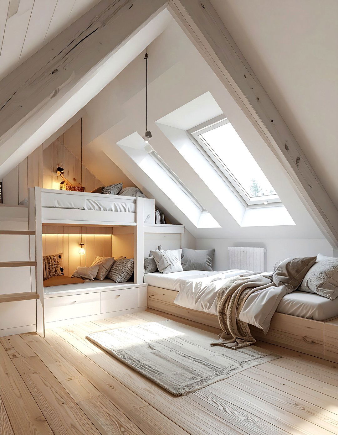 Attic Bunk Room - 30 quadruple bedroom ideas