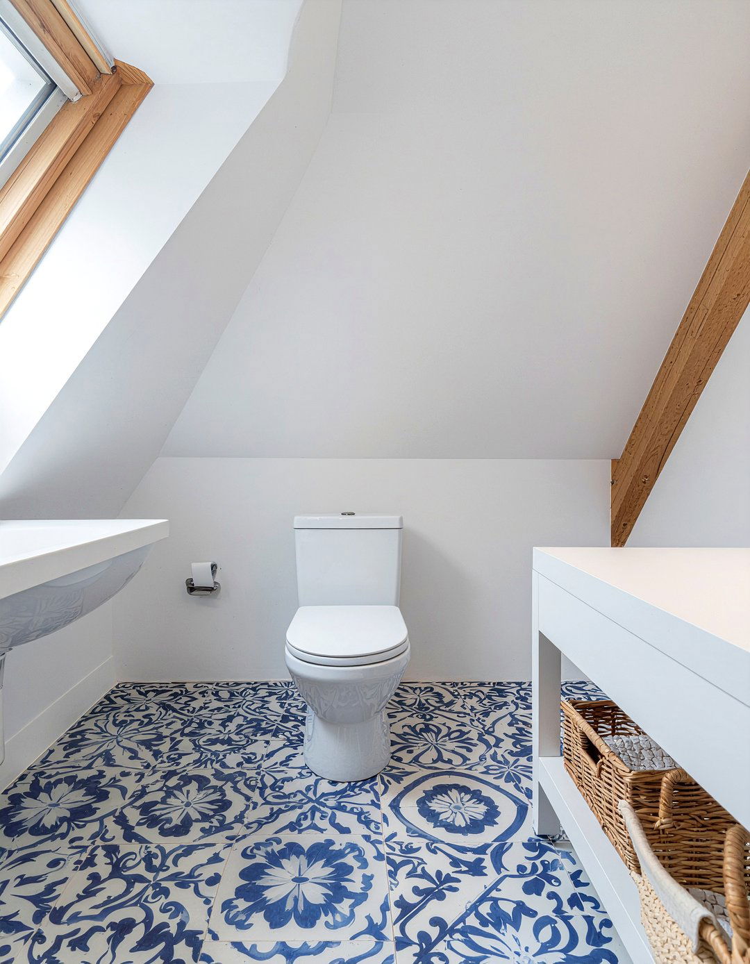Attic bathroom cement tile floor - 30 attic bathroom ideas