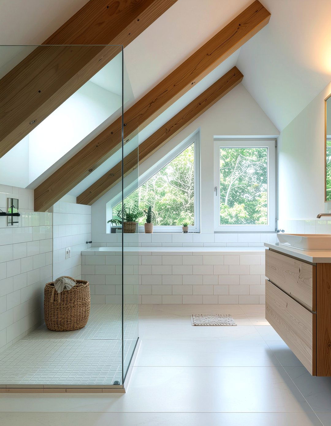 Attic bathroom glass partition - 30 attic bathroom ideas