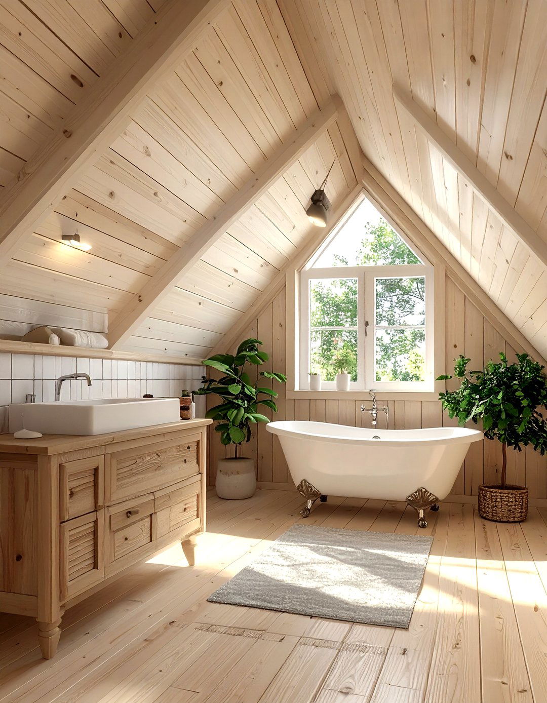 Attic bathroom wood ceiling - 30 wood ceiling bathroom ideas
