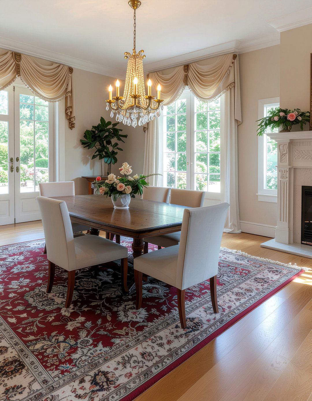 Austrian Shades - 30 dining room window treatment ideas