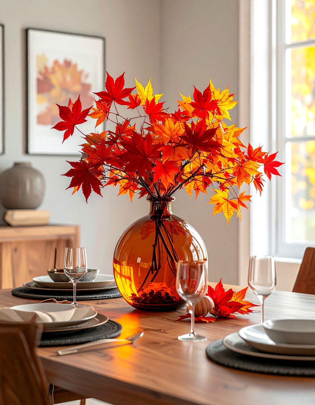 Autumn Leaf Arrangement - 30 dining room flower ideas