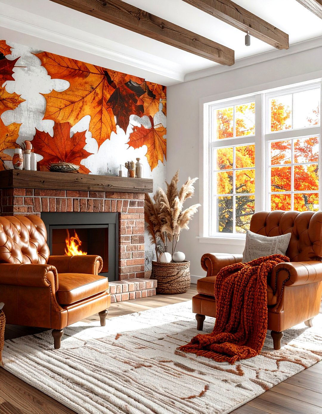 Autumn Leaf Wallpaper - 30 living room botanical wallpapers