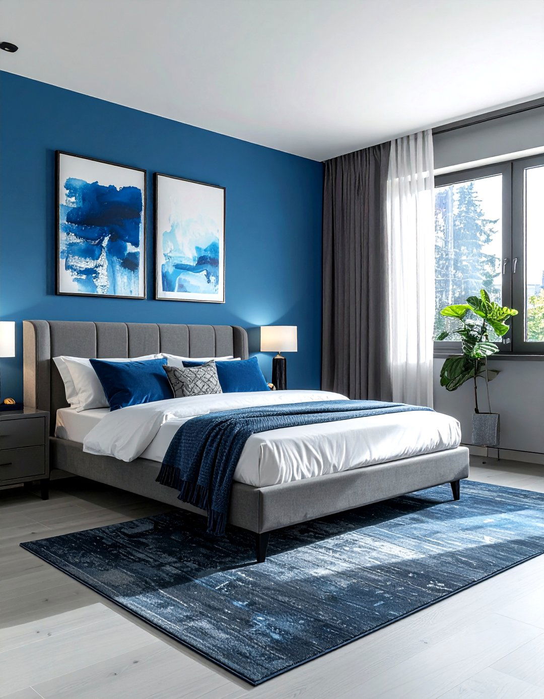 Azure Blue and Lead Gray - 30 blue and gray bedroom ideas