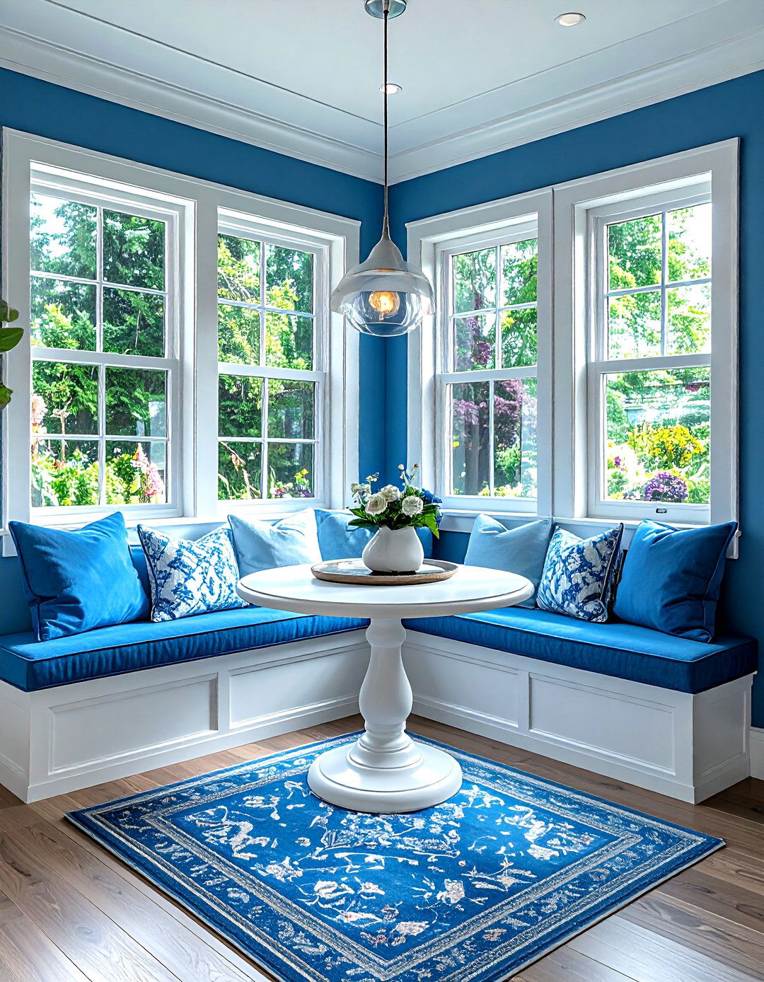 Azure blue breakfast nook - 30 blue paint color ideas