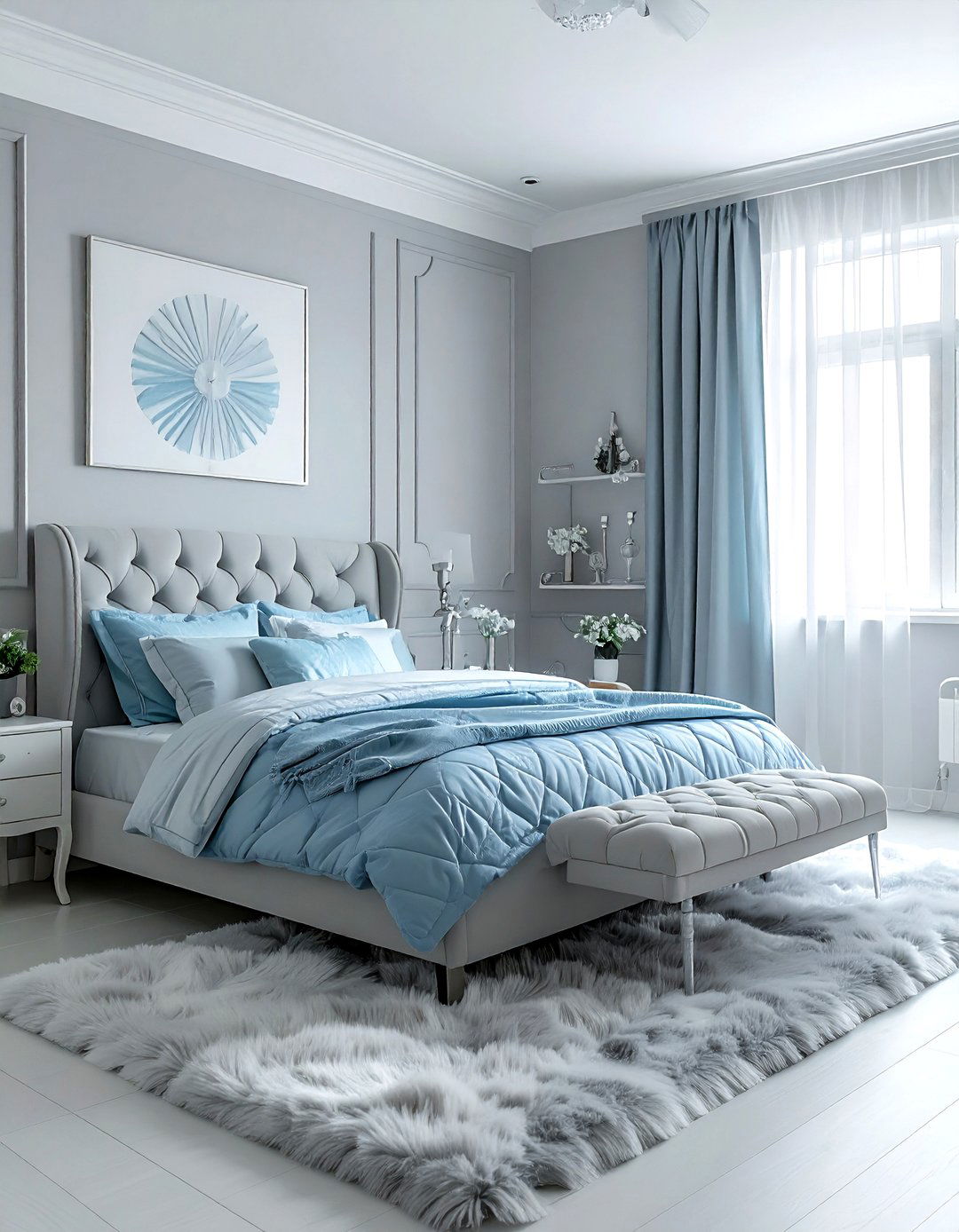 Baby Blue and White Gray - 30 blue and gray bedroom ideas