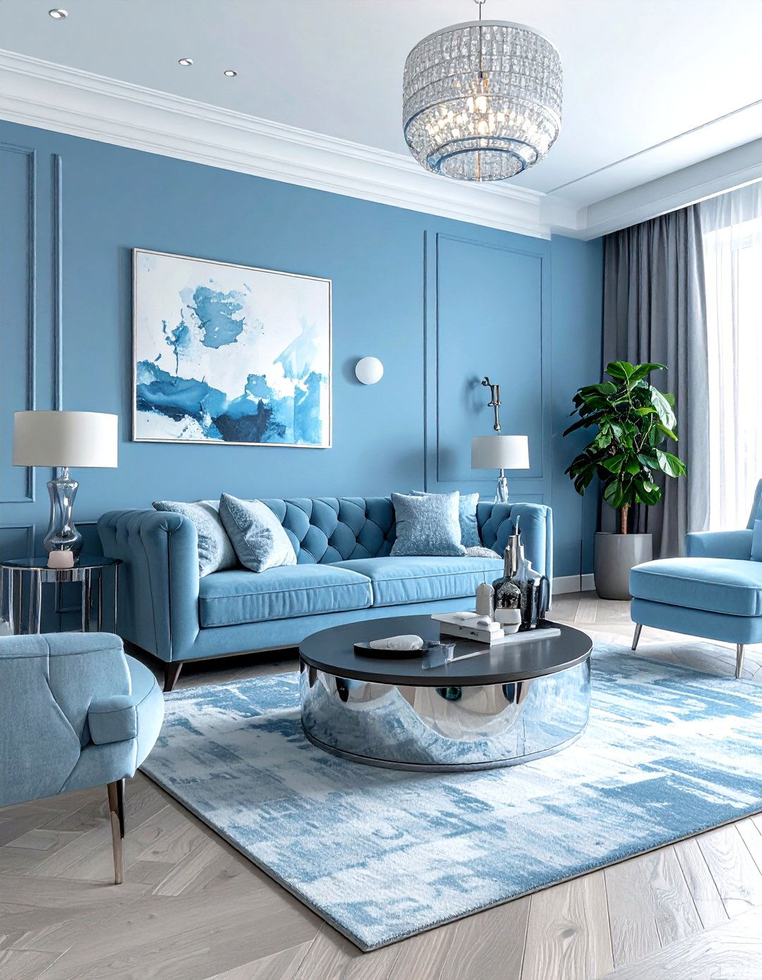 Baby blue living room theme - 30 minimalist blue living room ideas