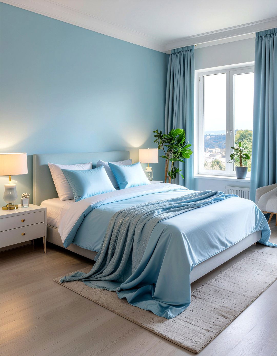 Baby blue silk bedding - 30 bedroom blue bedding ideas