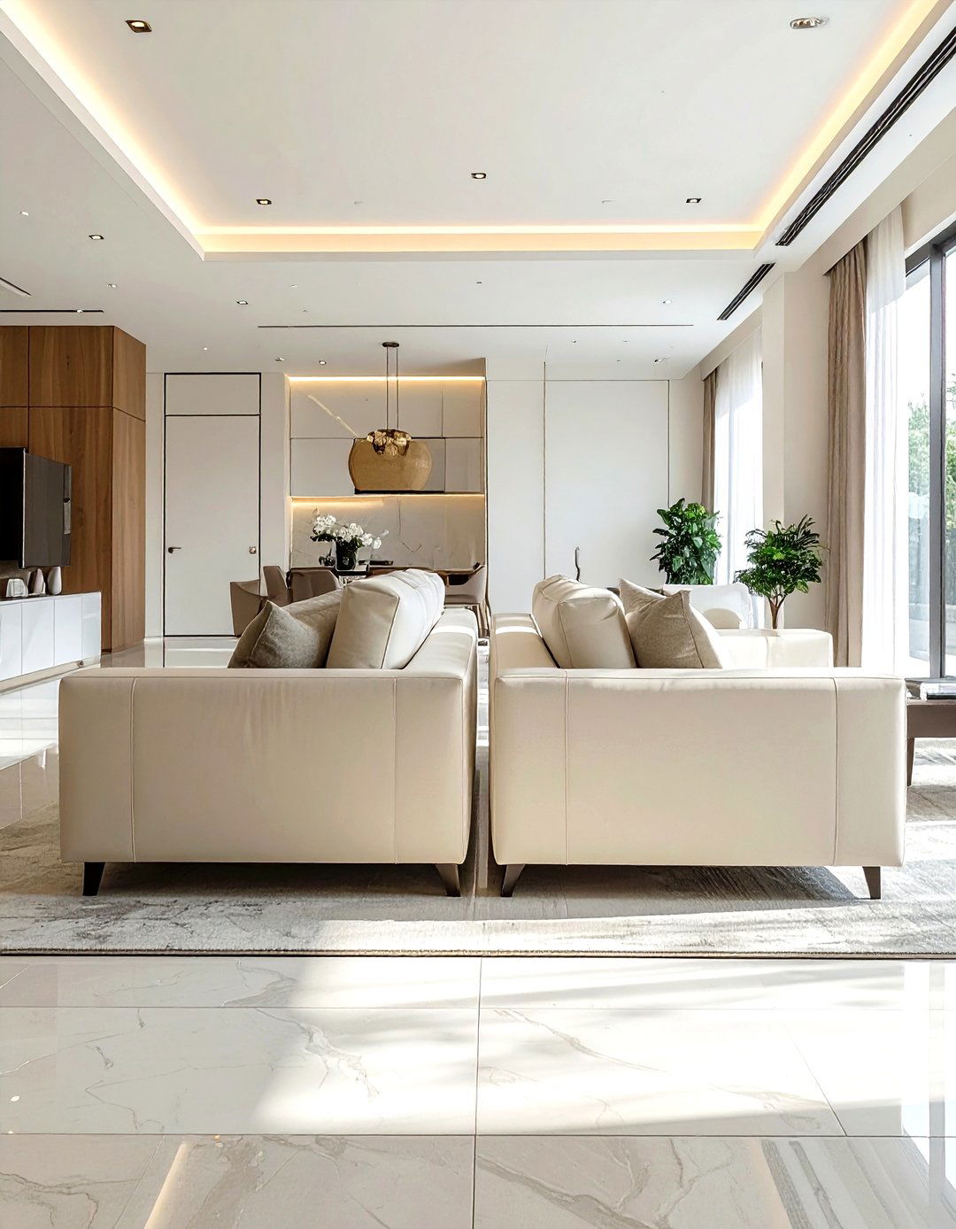 Back to back seating - 30 living room zoning ideas