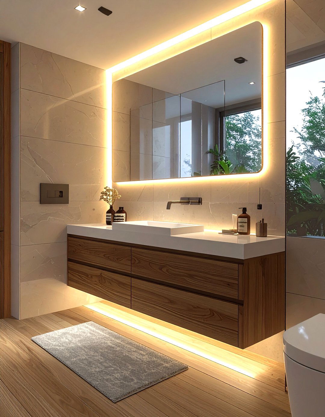 Backlit Bathroom Mirror - 30 one-of-a-kind bathroom ideas