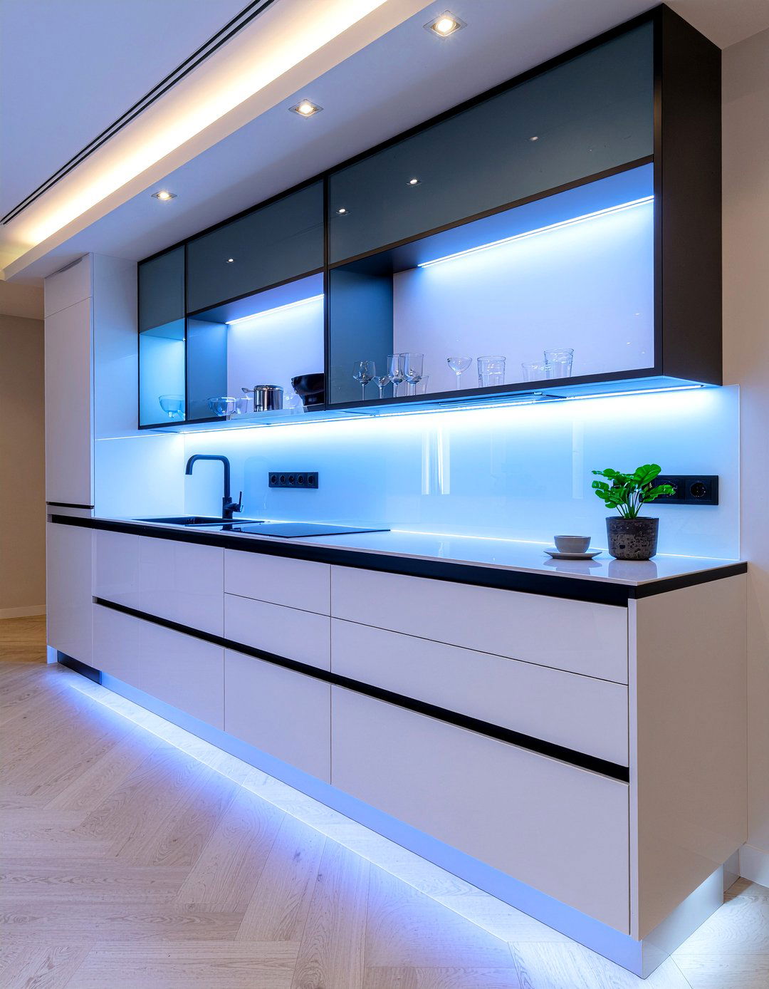 Backlit Glass Kitchen Cabinets - 30 glass front kitchen cabinet ideas