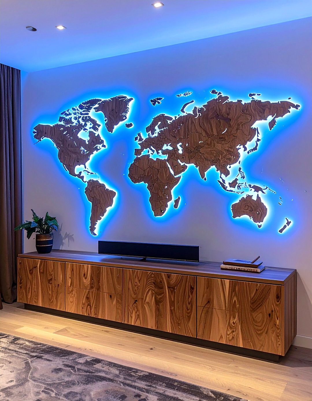 Backlit Led World Map - 30 map decor ideas