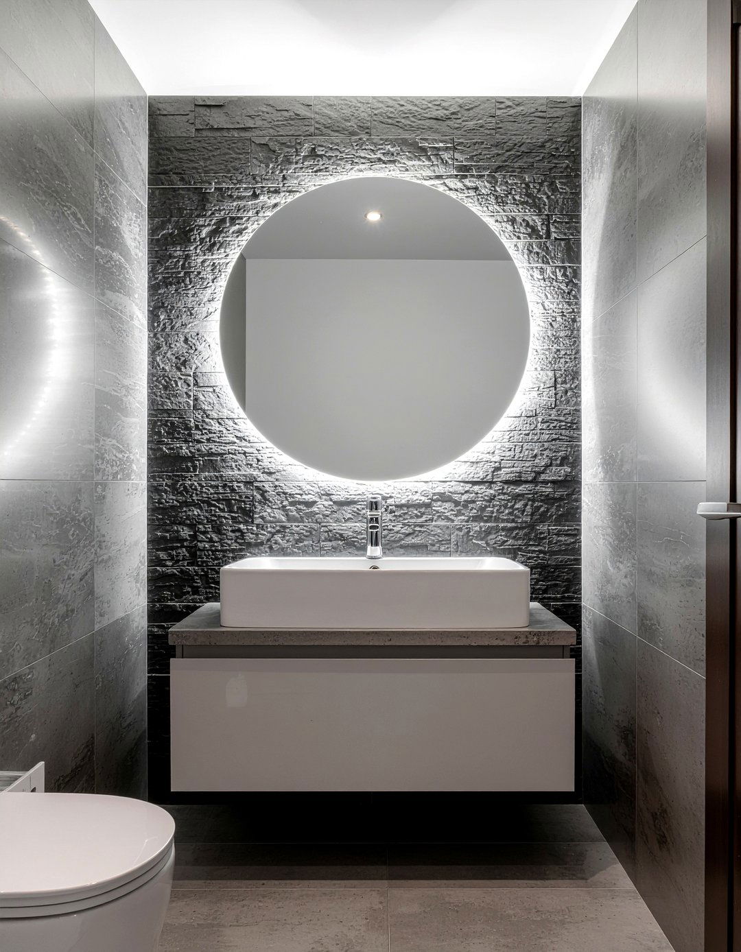 Backlit Mirror - 30 bathroom lighting accent ideas
