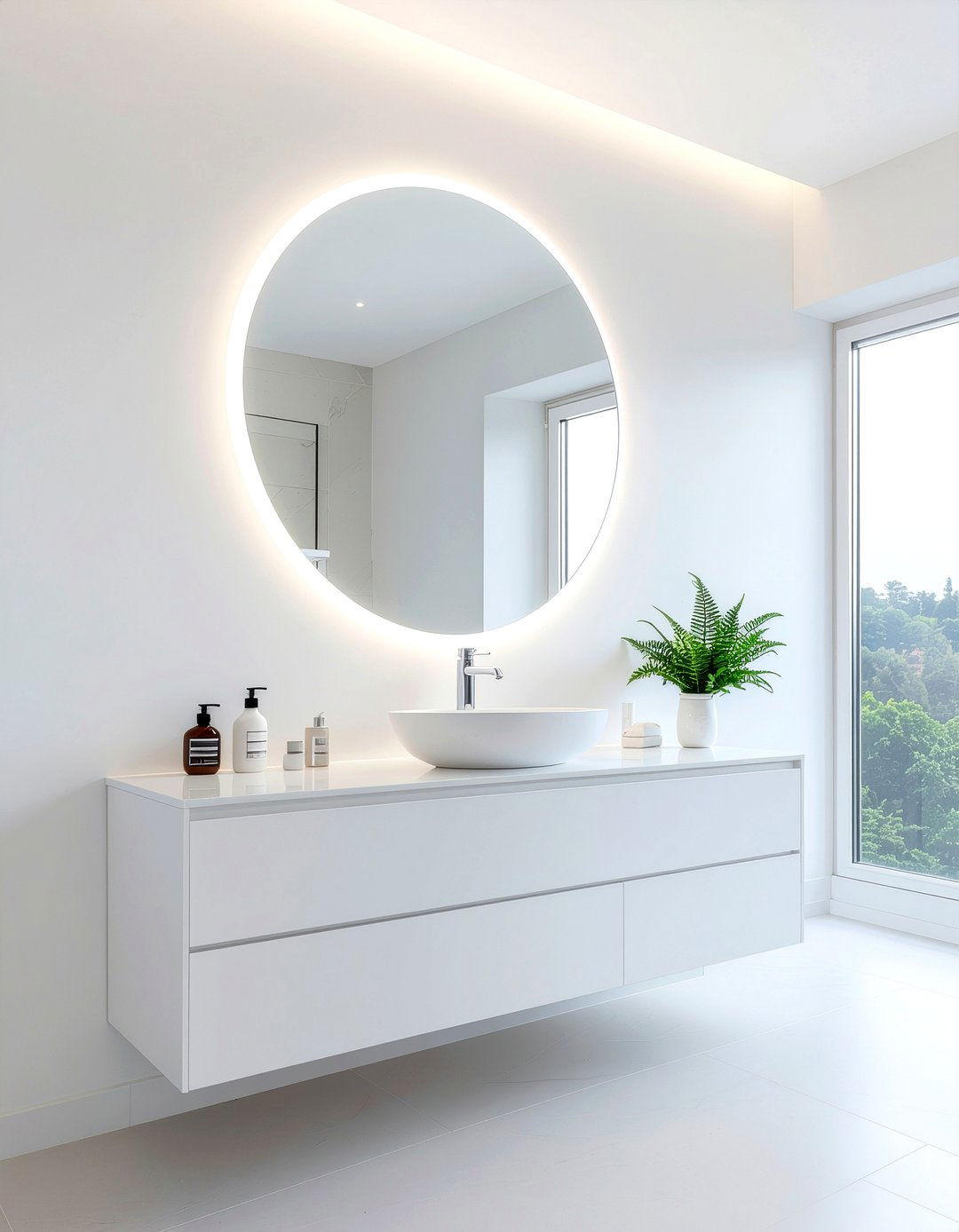 Backlit Mirror - 30 bathroom sink accent ideas