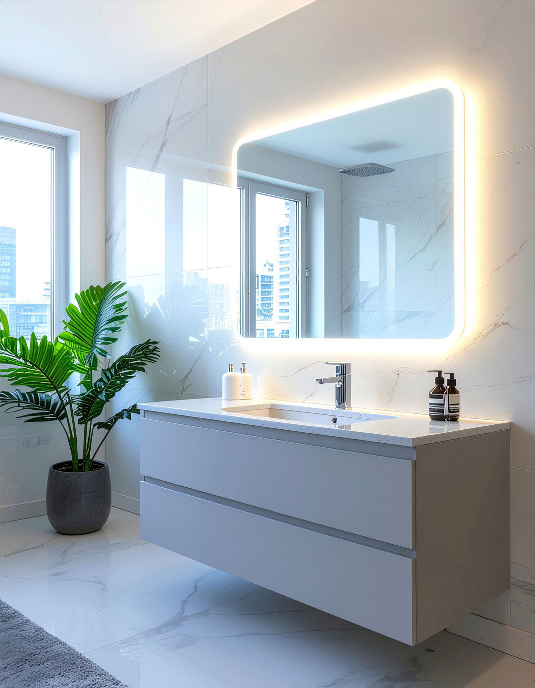 Backlit Mirror Lighting - 30 bathroom goals ideas