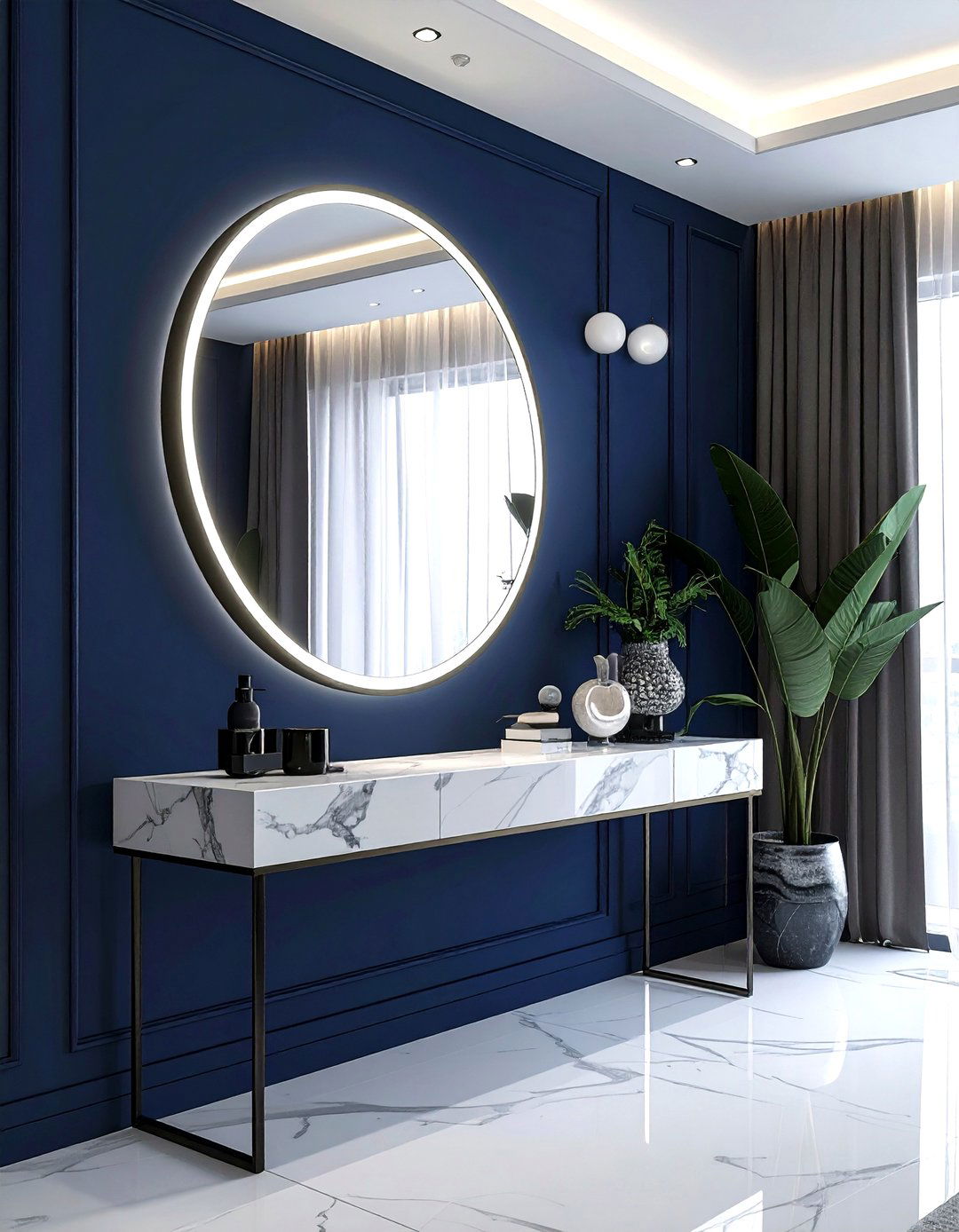 Backlit Mirror On Wall - 30 living room accent lighting ideas