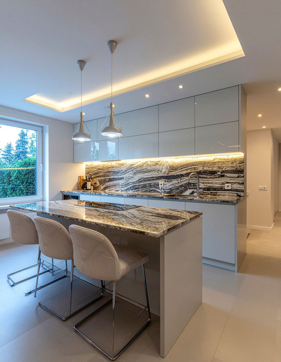 Backlit Onyx Slab Backsplash - 30 slab backsplash kitchen ideas