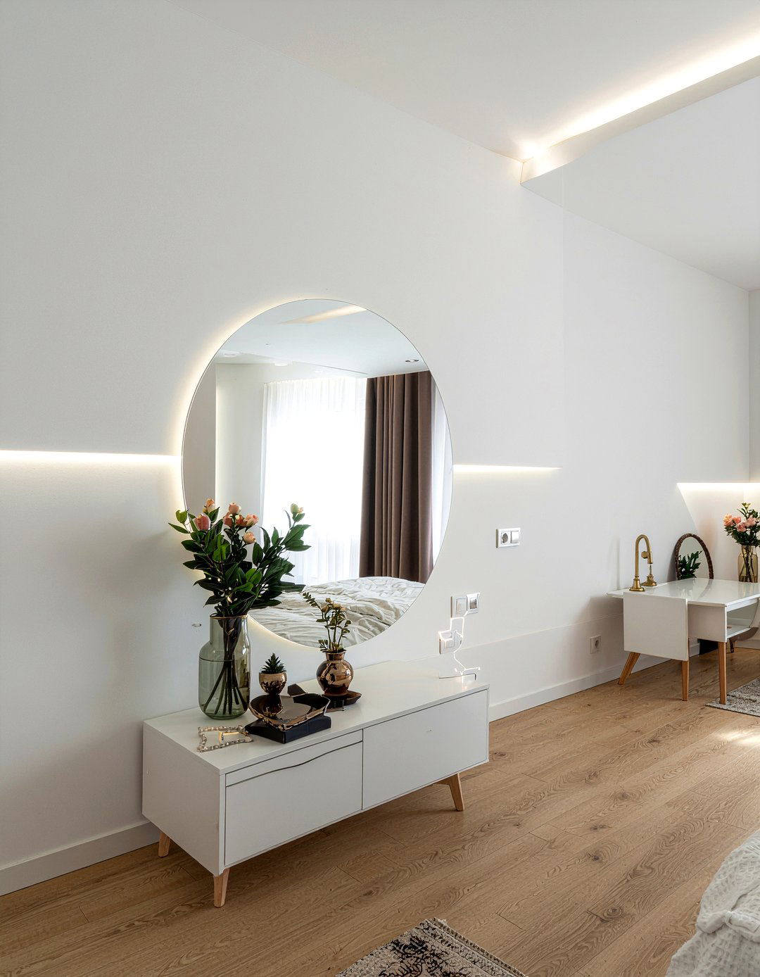 Backlit Round Mirror Bedroom Wall - 30 bedroom round mirrors