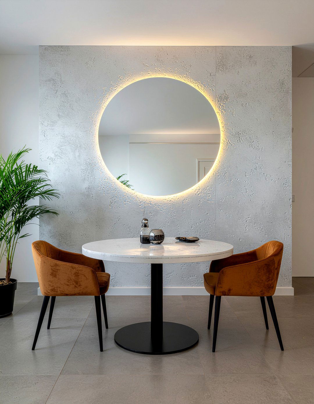 Backlit Round Mirror Wall Decor - 30 round mirror dining room ideas