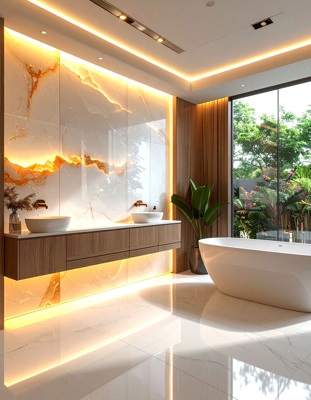 Backlit Wall Panel - 30 bathroom wall ideas