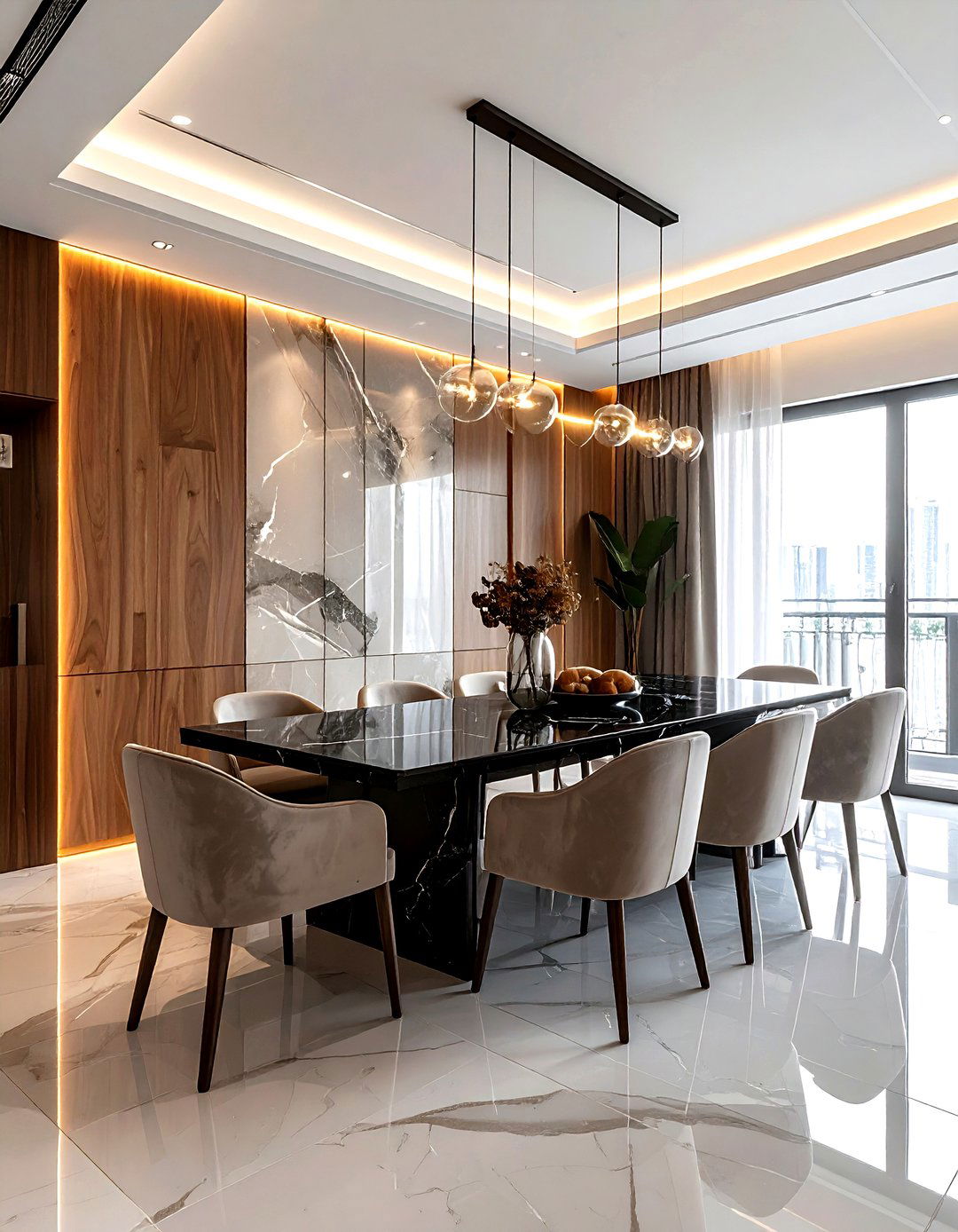 Backlit Wall Panels - 30 dining room ambient lighting ideas