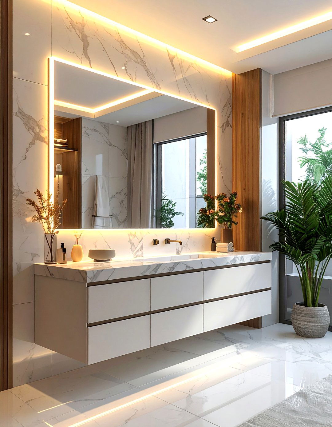 Backlit bathroom mirror - 30 sophisticated bathroom ideas