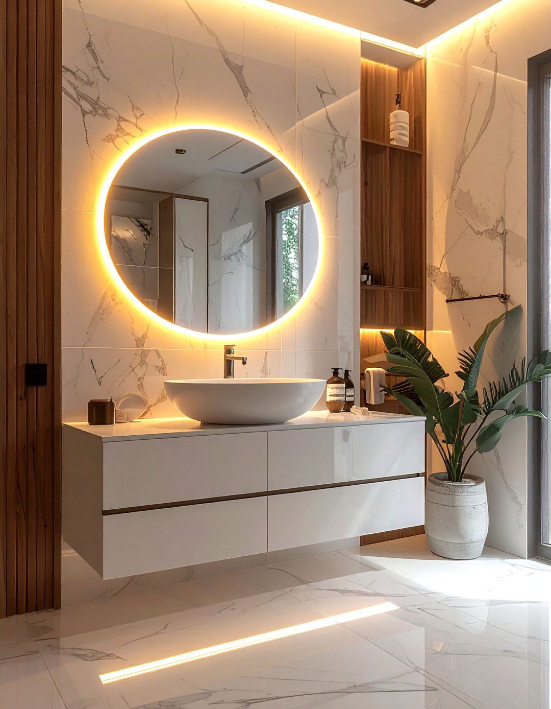 Backlit bathroom mirror with led lights - 30 show home bathroom ideas