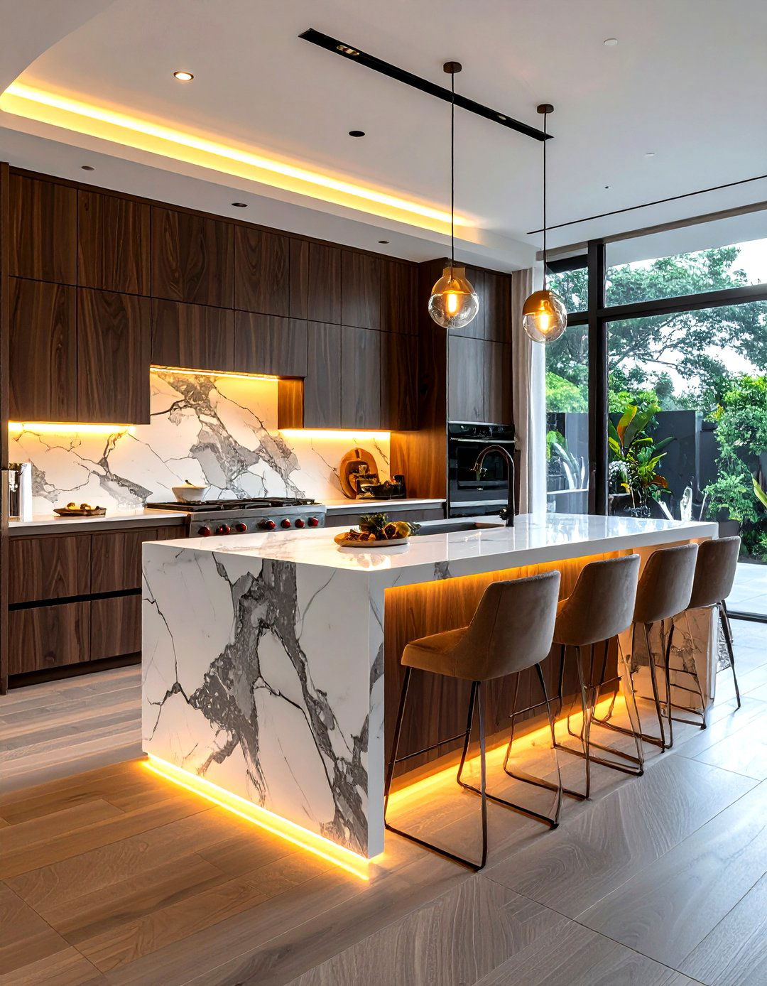 Backlit marble backsplash - 30 kitchen accent lighting ideas