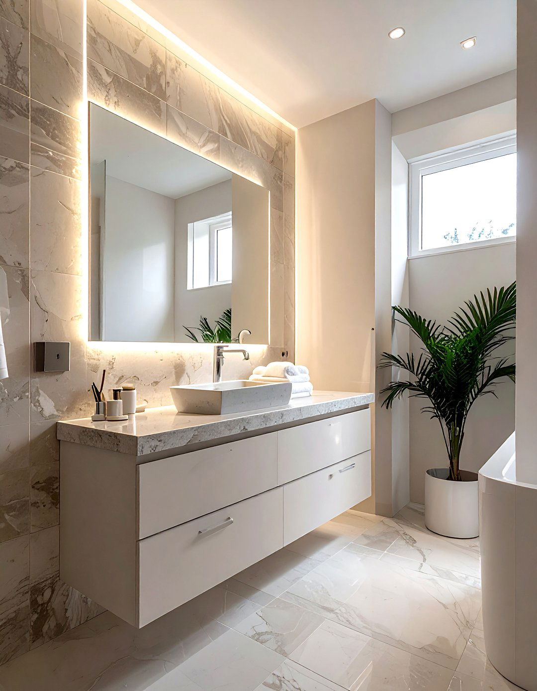 Backlit mirror - 30 LED light decor ideas