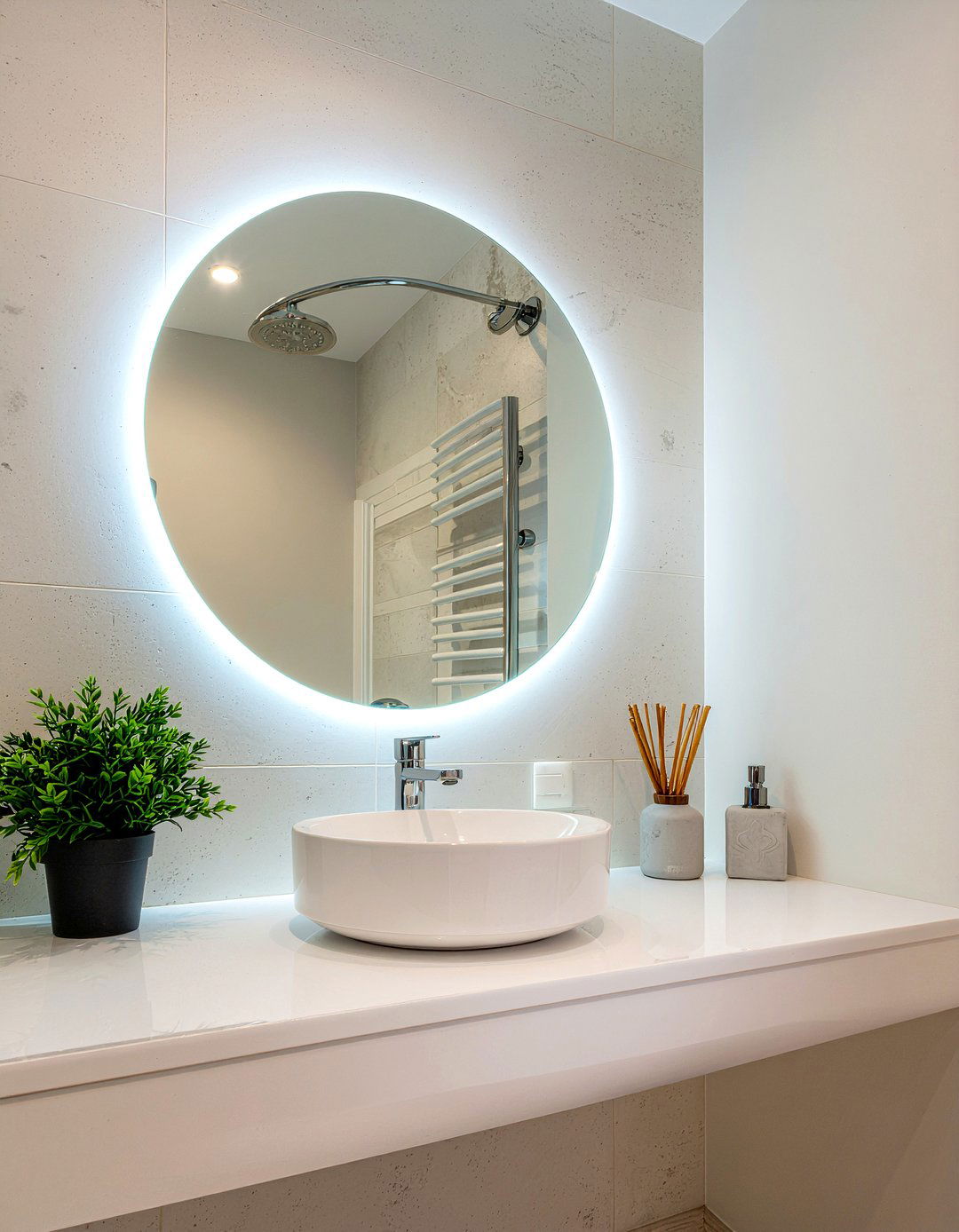 Backlit mirror - 30 small bathroom ideas