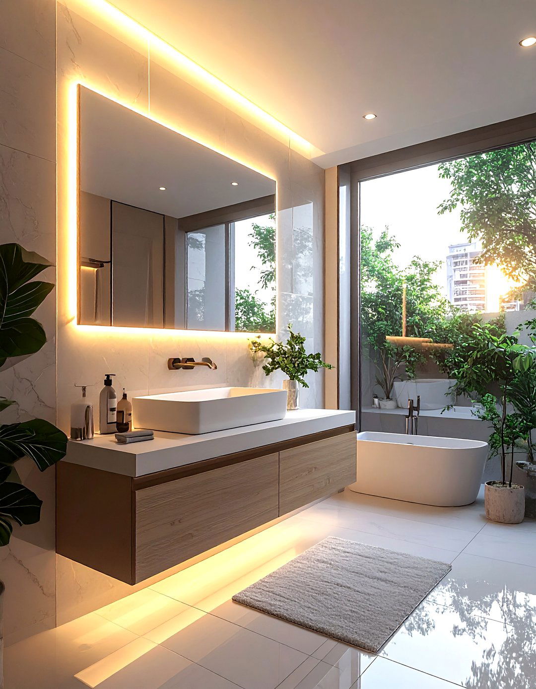 Backlit mirror - 30 tiny bathroom ideas