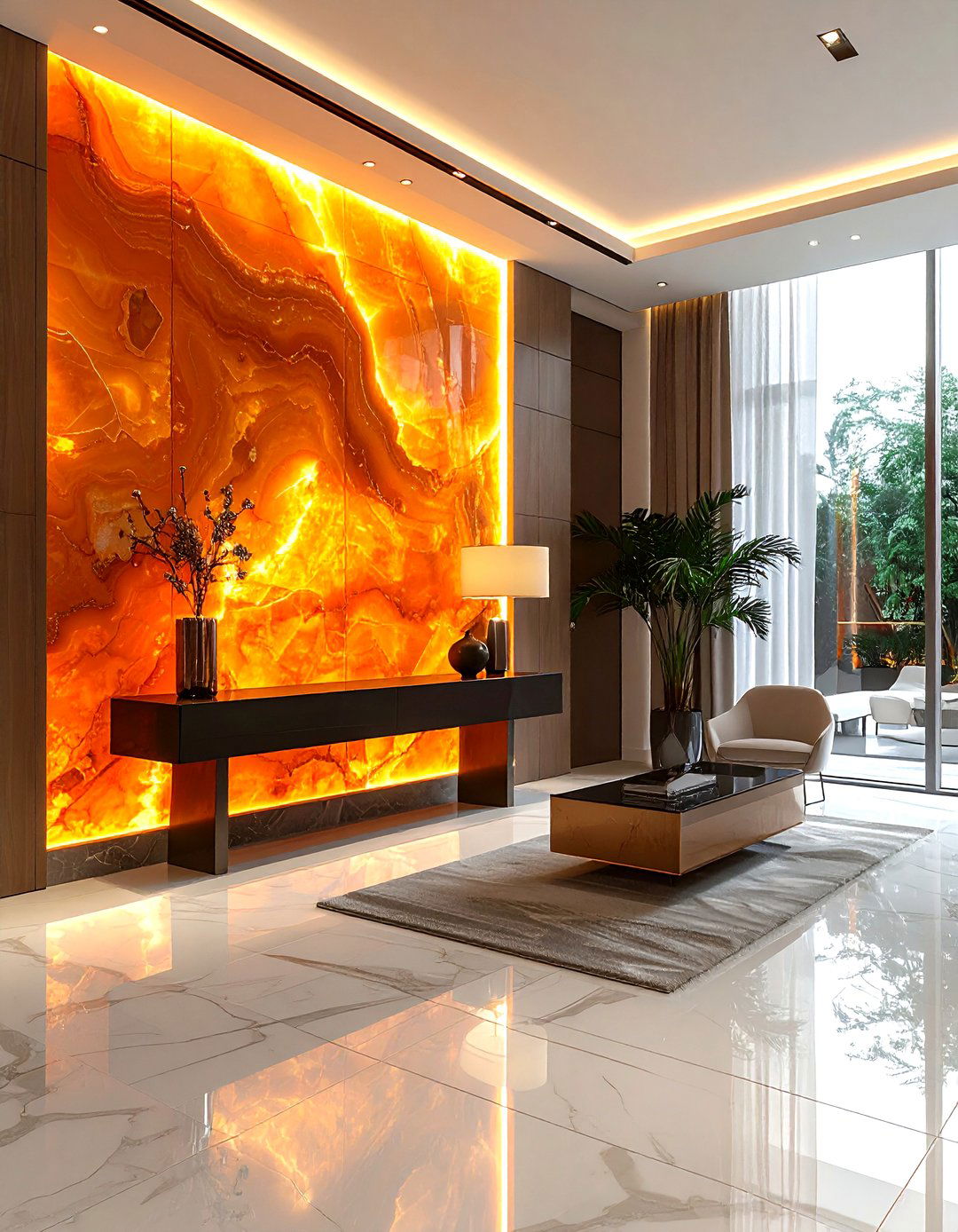 Backlit onyx wall - 30 stone decor ideas