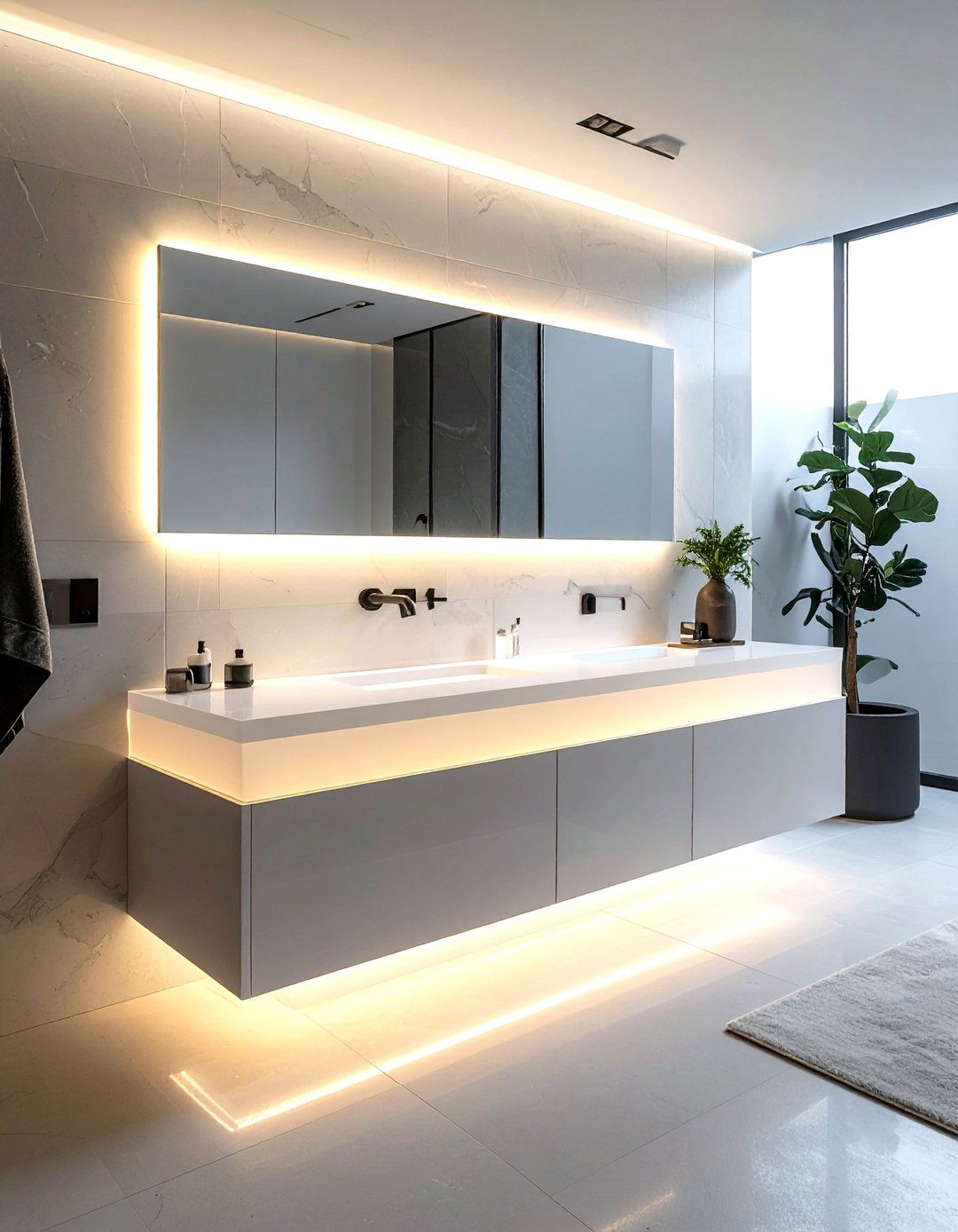 Backlit solid surface bathroom vanity - 30 solid surface bathroom countertop ideas
