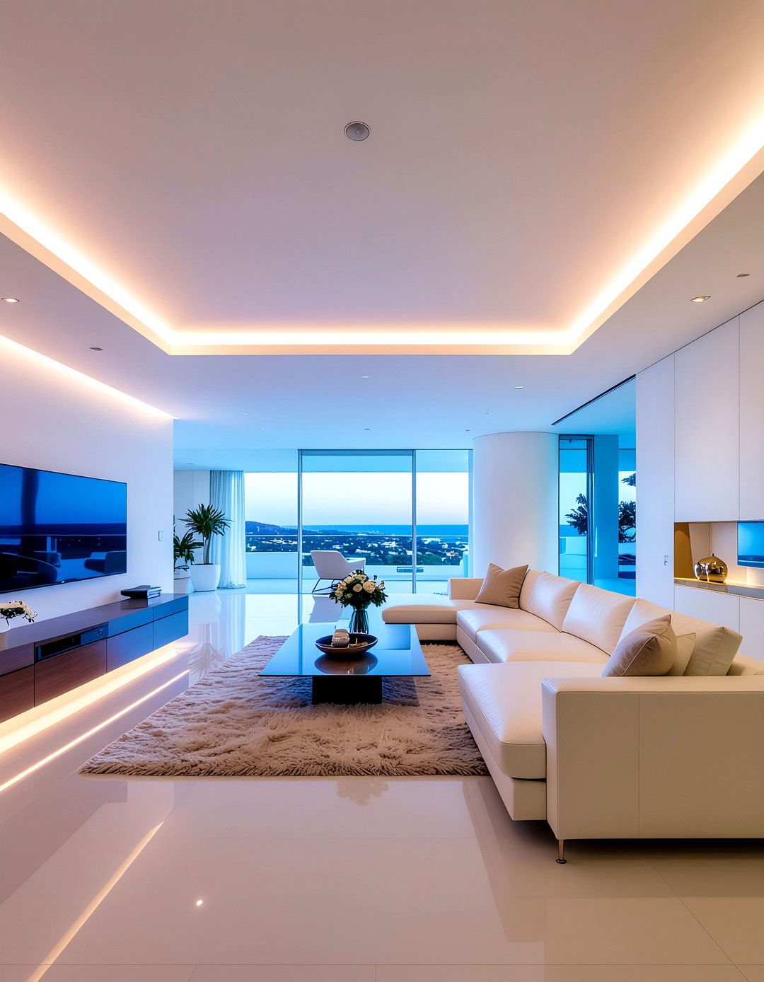 Backlit stretch ceiling - 30 living room suspended ceiling ideas