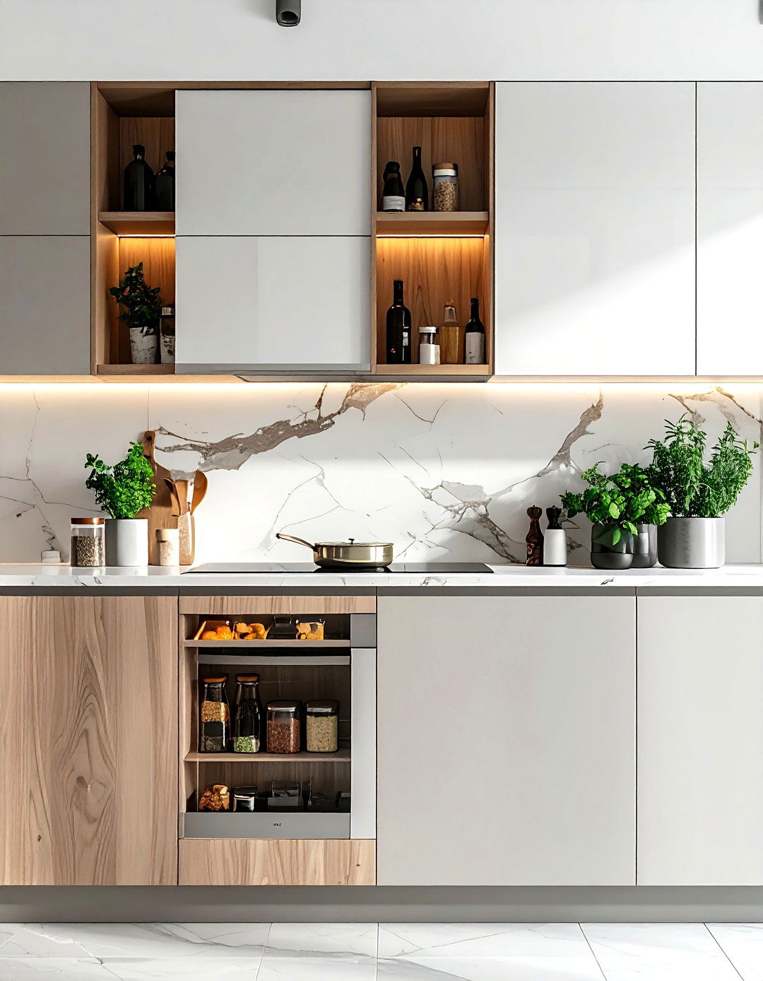 Backsplash sliding panel - 30 kitchen hidden storage ideas