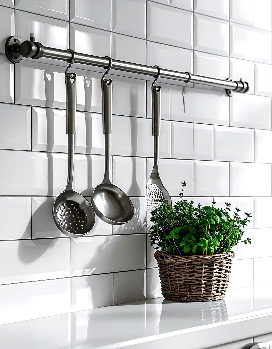 Backsplash storage rail - 30 kitchen creative storage ideas