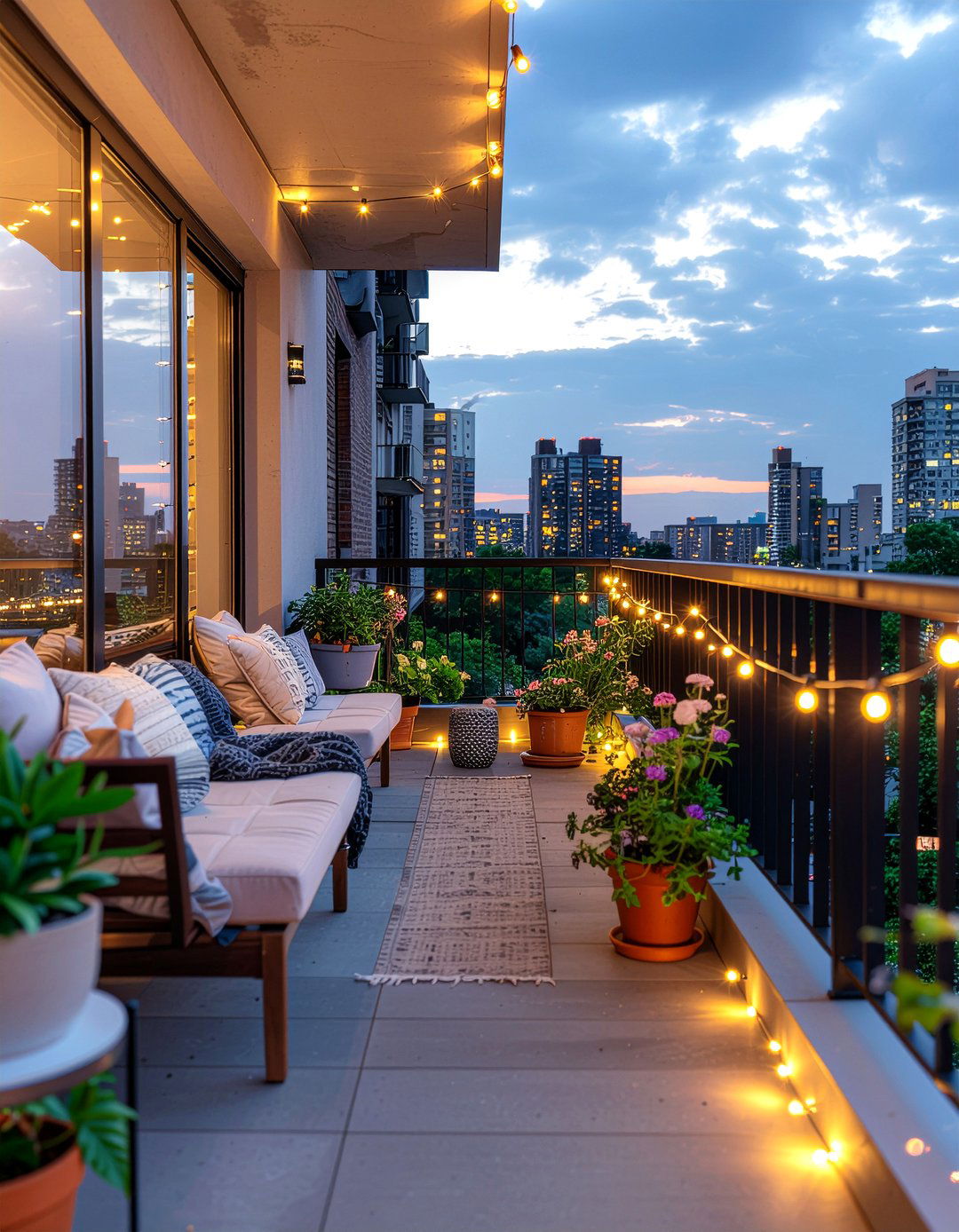Balcony railing string lights - 30 fairy light ideas